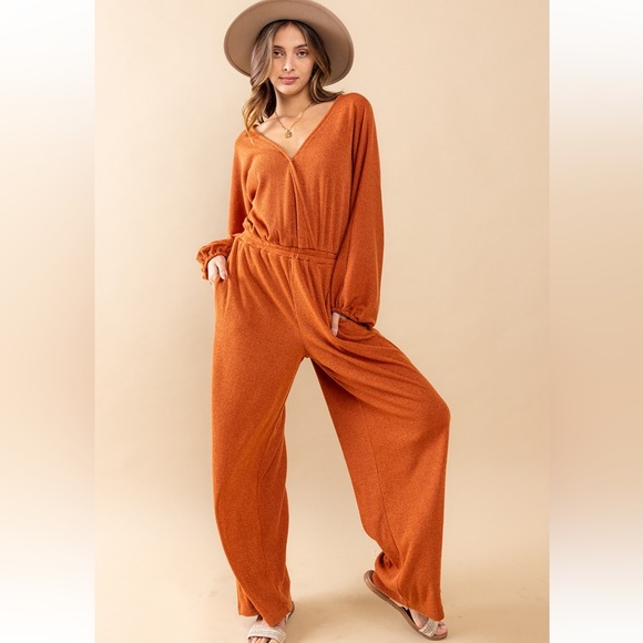 Gorgeous Solid Soft Texture Wide Leg Jumpsuit - Picture 2 of 5